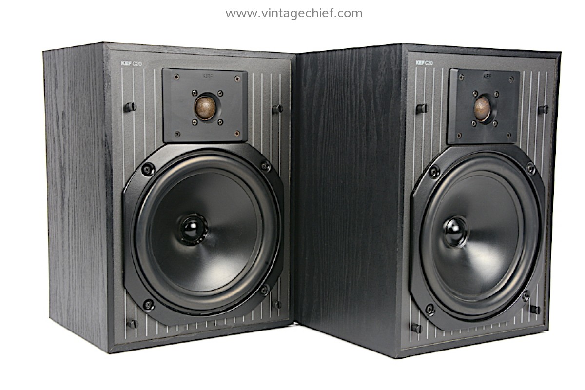 KEF C20 Speakers + Speaker Grills SP3053 Matched Pair Walnut