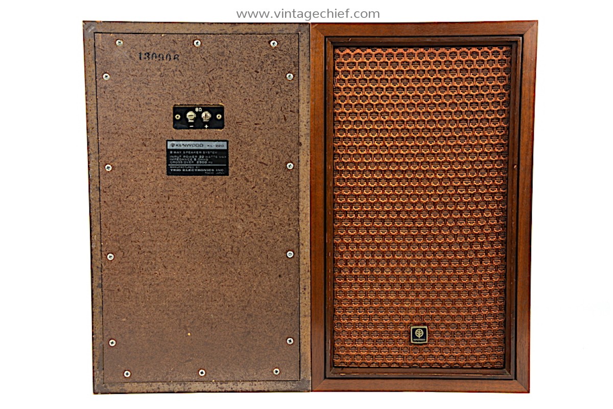 Vintage Kenwood KL220 Speakers Wooden Case Trio Electronics