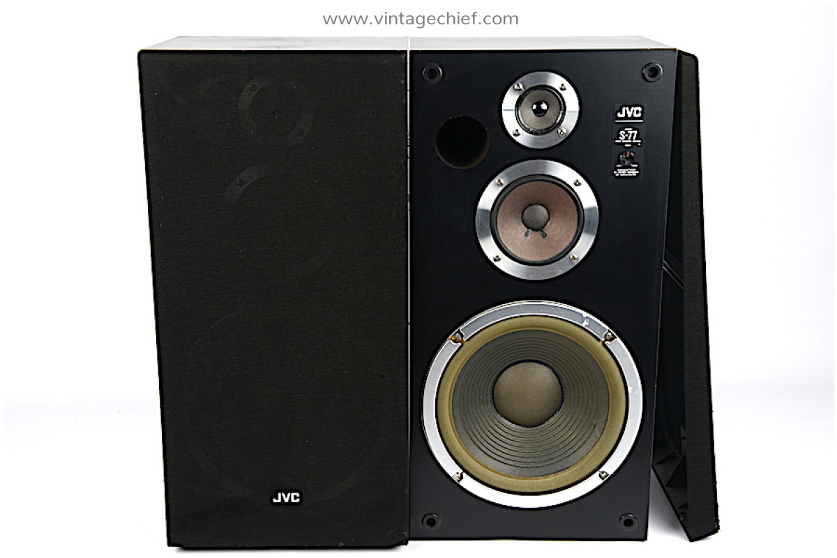 Vintage JVC S77M Speakers + Speaker Grills 3Way JVC S77 Series