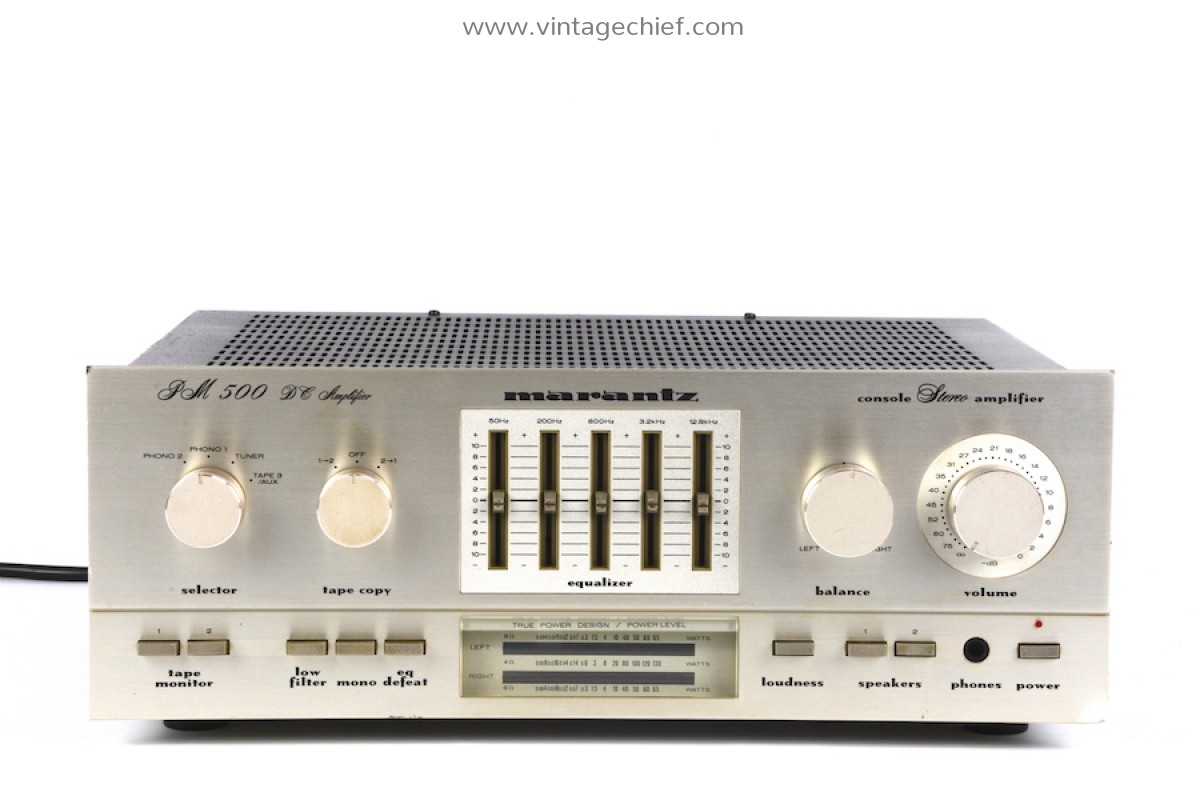 Vintage Marantz Pm500 Stereo Amplifier Red Led Power Indicators Built In Equalizer 2 X Phono