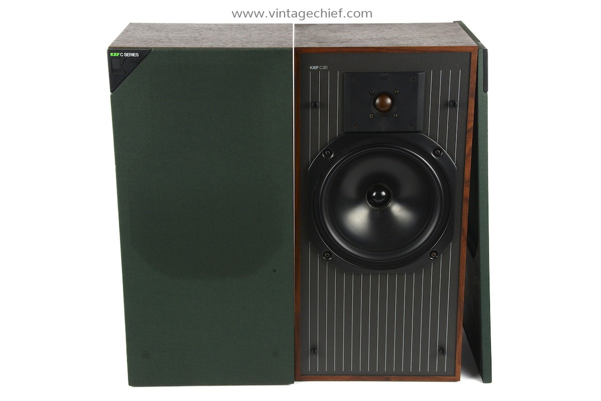 Matched Pair Vintage KEF C30 Speakers + Speaker Grills SP3058
