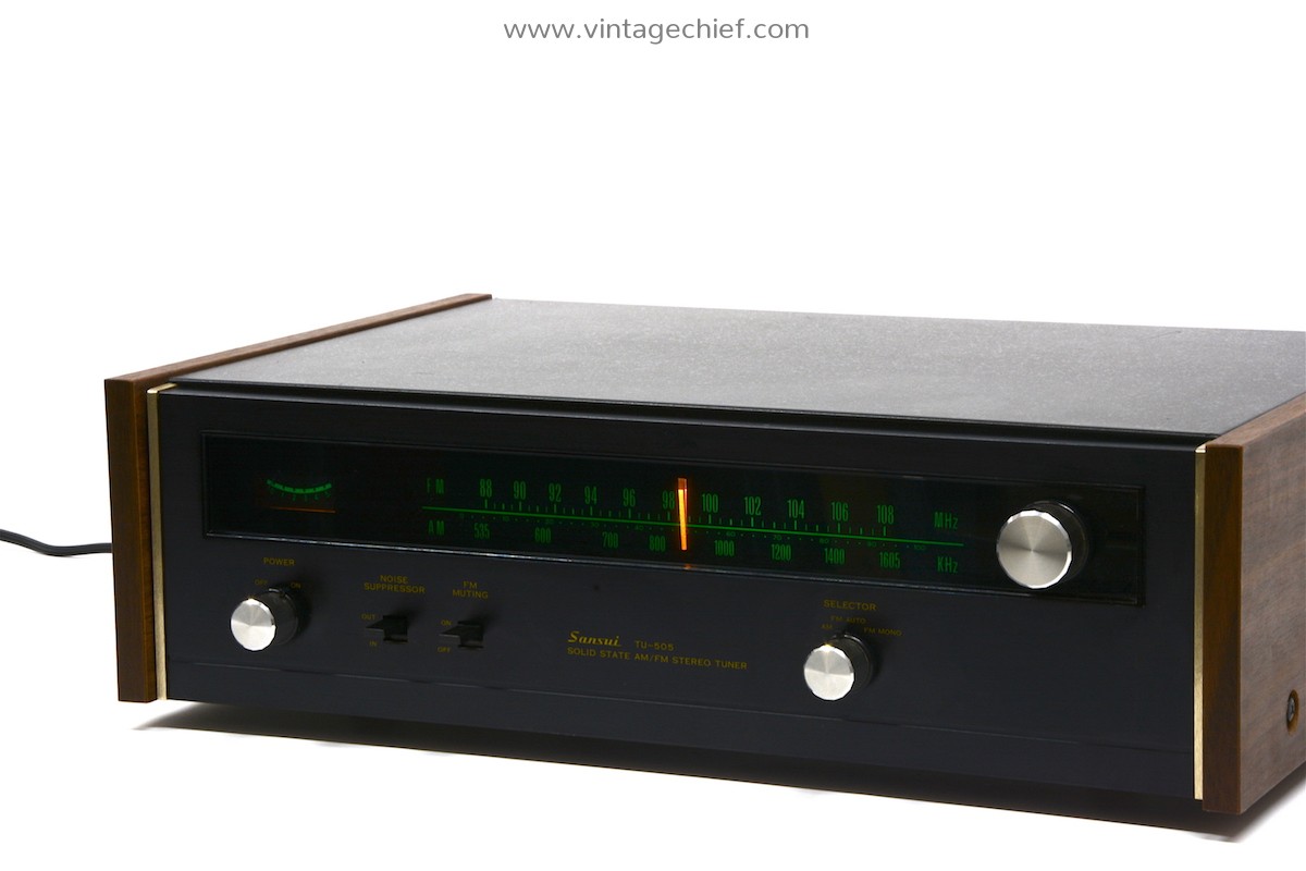 Vintage Sansui TU-505 FM AM Tuner | Black | Including Wooden Side