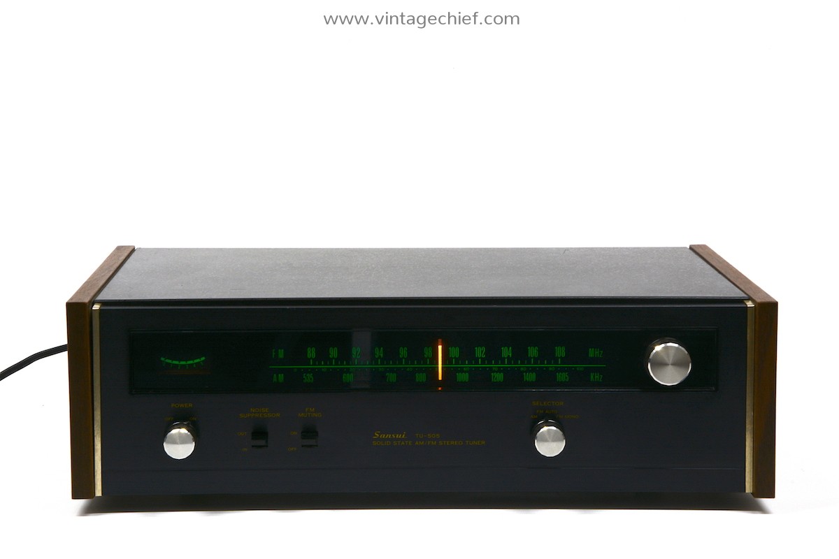Vintage Sansui TU-505 FM AM Tuner | Black | Including Wooden Side