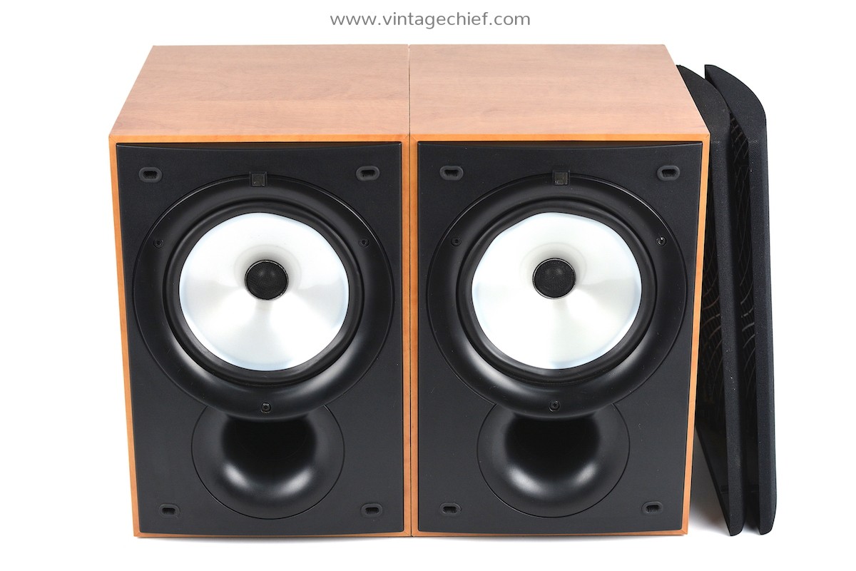 Matched Pair KEF Q15.2 Speakers + Speaker Grills | Cherry