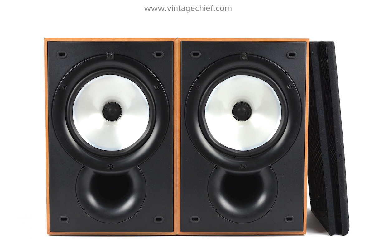 Matched Pair KEF Q15.2 Speakers + Speaker Grills | Cherry