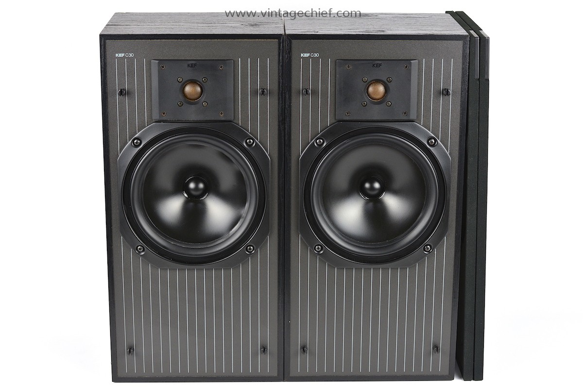 Vintage KEF C30 Speakers + Speaker Grills SP3058 KEF Loudspeakers