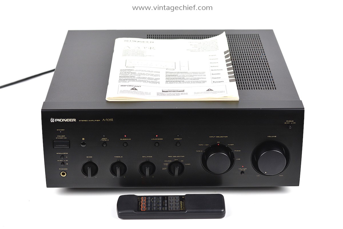 Pioneer A-705R Amplifier + Remote Control + Manual | 2 x 70 Watt