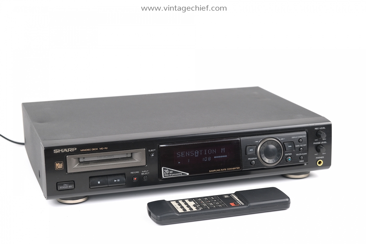 Sharp MDR2 MiniDisc Recorder + Remote Control Black Audio HiFi